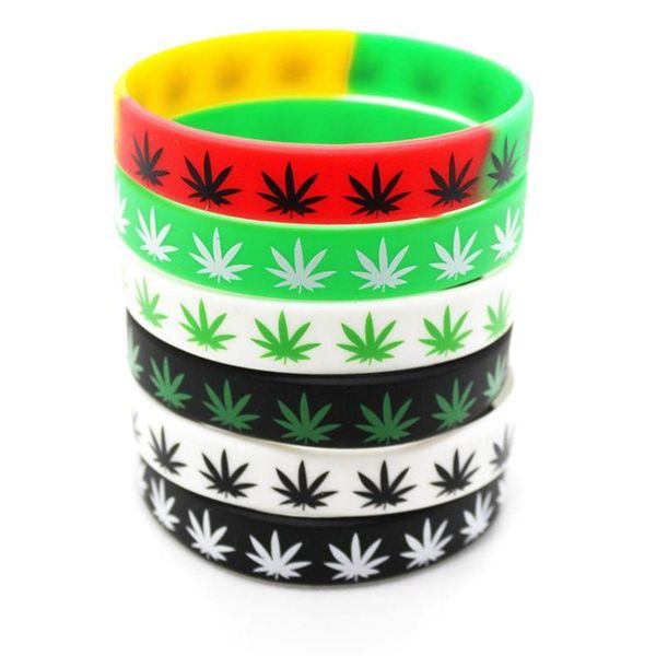 50 teile / los Multi Color Maple Leaf Armband Klassisch Gedruckt Hip Hop Silikon Armband Förderung Geschenk Silikon Wristband304 m