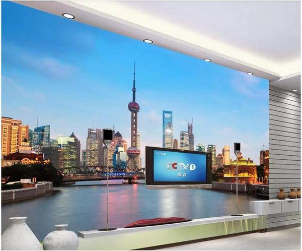 Sfondi Personalizzati Po 3d Carta Da Parati Shanghai Oriental Perla Della Cina Sfondo Camera Home Decor Murales Per Pareti 3 D