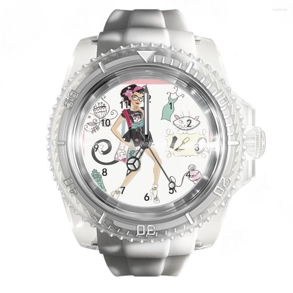 Orologi da polso Orologio in silicone trasparente Moda Bambina Colore Orologi da uomo e da donna Tendenza polso al quarzo