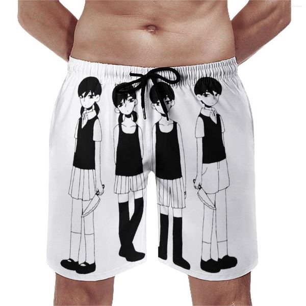 Pantaloncini da uomo Omori Twins Board Videogioco estivo Pantaloni corti da spiaggia retrò da uomo che corrono comodi costumi da bagno con motivo