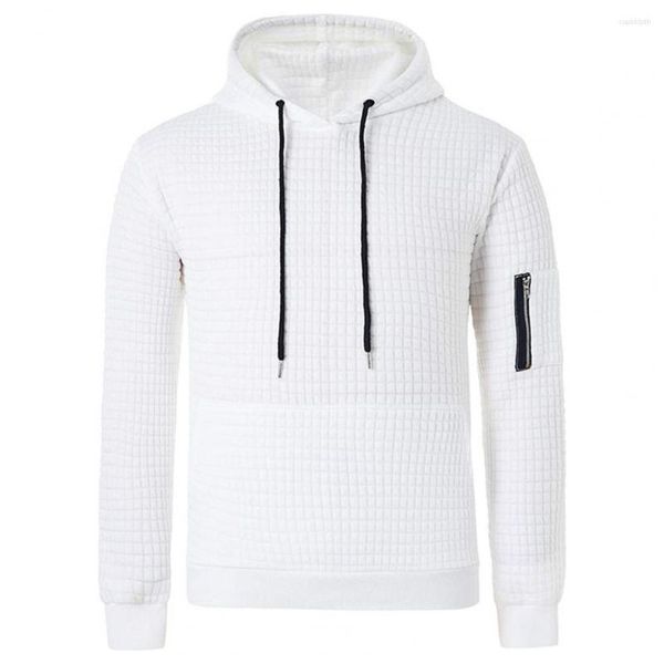 Erkek Hoodies Güz Düz Renkli Hoodie Şık Yumuşak Kazak Bahar Sporları için Büyük Cep Zipper Dekoru