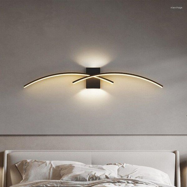 Lampada da parete Lampade moderne a LED Striscia minimalista Luci nere bianche dorate per camere da letto Soggiorni Sala da pranzo Decorazioni per la casa