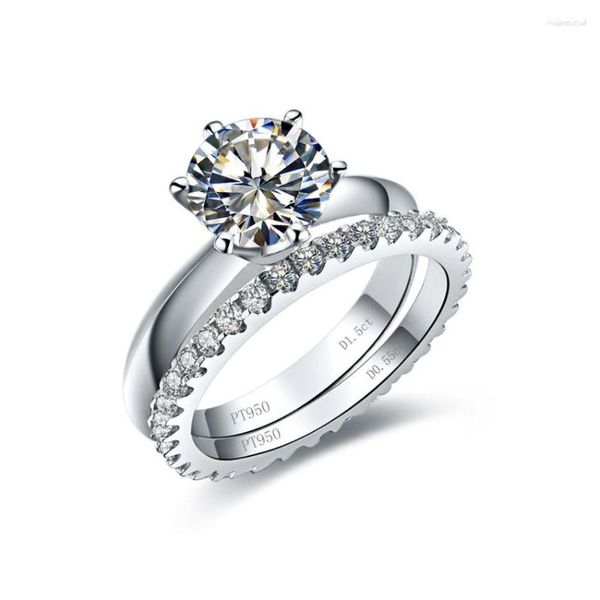 Küme halkaları moissanite seti mücevher 3ct 9mm d renk platin 950 halka kadın elmas