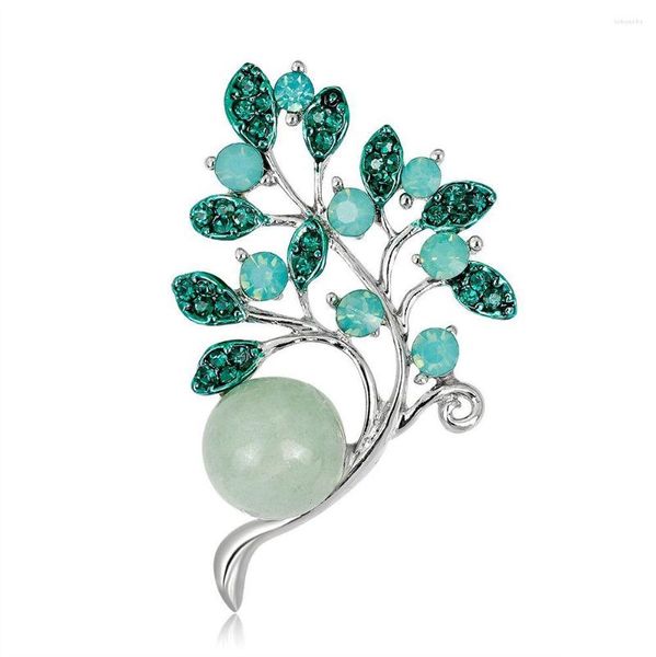 Broches folhas esmalte corsage para mulheres emblema de metal cristal strass ramo broche pinos festa jóias