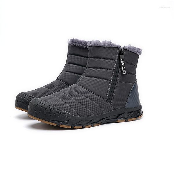 Botas homens à prova d'água inverno leve neve sapatos de pele quente plus size 46 unissex tornozelo deslizamento em casual