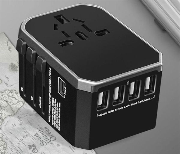 4 USB 2000W 5 6A Tip C Çok Soket Evrensel Seyahat Adaptör Fiş Dönüştürücü ABD için İngiltere AU AB elektrik fişi Adaptor233M2324861