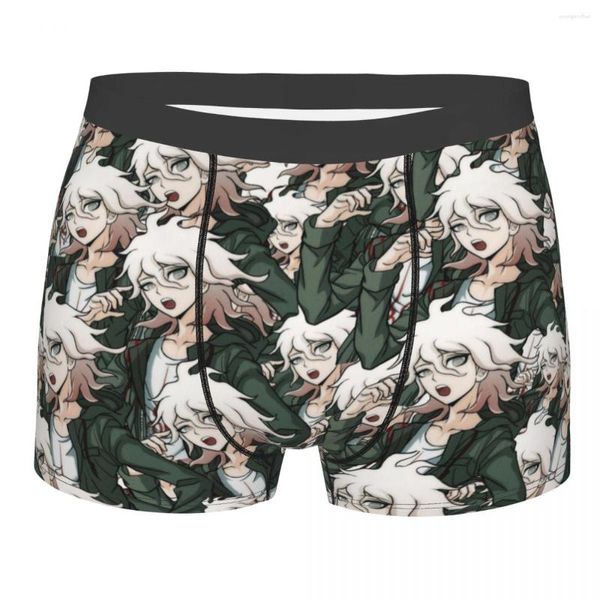 Cuecas masculinas nagito komaeda voz esperança roupa interior danganronpa manga anime boxer shorts calcinha masculina respirável plus size