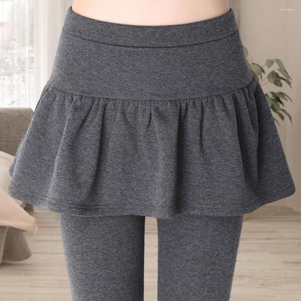 Shorts ativos cintura elástica calças térmicas coxa leggings feminino fino ajuste saia plissada calças com alta elasticidade aconchegante e elegante