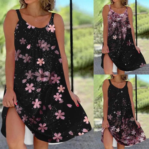 Casual Kleider Frauen Business Damen Sexy Sommer Vintage Blumendruck Trägerkleid Max For