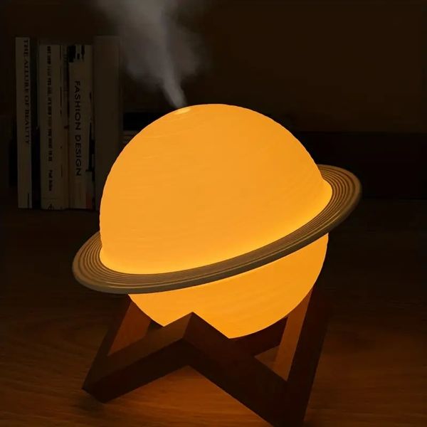 1pc Lampada Saturno Nebbia Fredda Umidificatore Lampada Galassia 3 in 1 Diffusore di Olio Essenziale ad Ultrasuoni USB Lampada Lunare Umidificatori Personali Super Silenzioso Ecofreindly