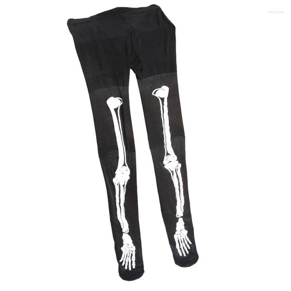 Meias femininas sexy crânio meias opacas collants elásticos halloween cosplay meia-calça