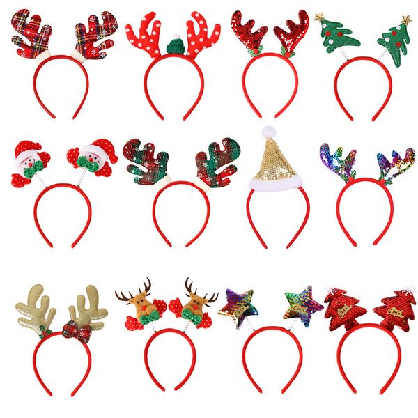 Chapéus de festa Feliz Natal Decorações para Home Elk Papai Noel Boneco de neve Árvore Headband Acessórios de cabelo Decoração de ano de Natal 230923