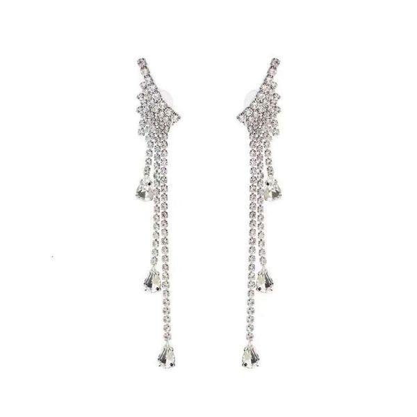 Flügel-Volldiamant-Ohrringe von Miumius, Designer-Luxus-Mode, vielseitig, einfach, hochwertig, lange, romantische Bankett-Quasten-Ohrringe, perfekt für Mädchen-Weihnachtsgeschenke
