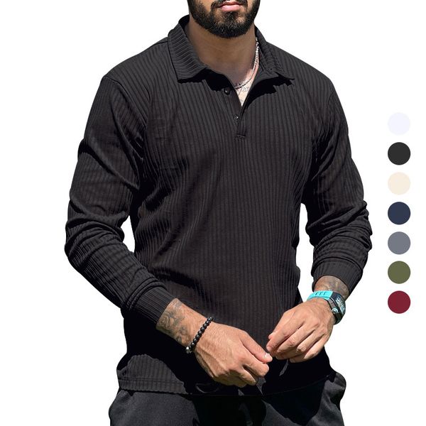 Herbst Winter männer Casual Revers Polo-Shirt Größe S-3XL Männlich Langarm Solide Polo T Shirts Tops T Kleidung