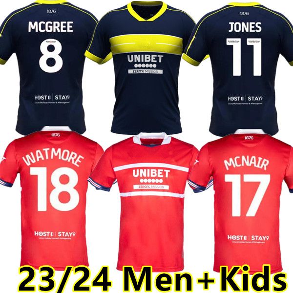 23 24 Middlesbrough Fußballtrikots 2023 2024 Tavernier Payero Howson Mcnair AKPOM CLARKE FRY FORSS LENIHAN Fußballtrikot Uniformen Männer Kinder Kits Uniformen