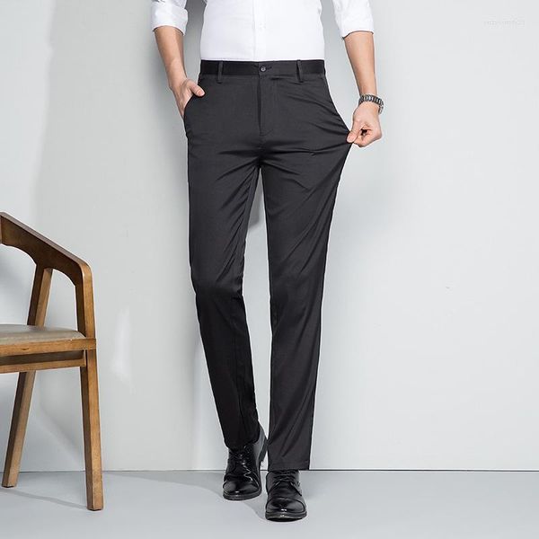 Abiti da uomo Primavera ed Estate Pantaloni casual in seta di gelso Pantaloni slim fit Moda dritta non stirabile