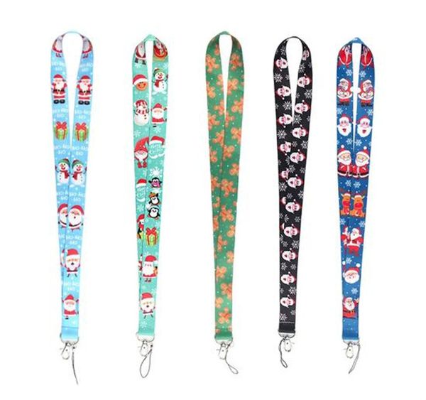 Santa Claus Natal Lanyard Designer Chaveiro Neck Strap Lanyard para Chave ID Card Phone Straps USB Badge Holder Pendurar Corda Lariat Lanyards DHL