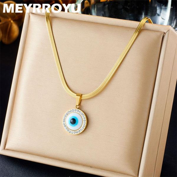 Bangle Meyrroyu 316 aço inoxidável 2023 olhos azuis strass pingente brincos para mulheres punk moda tendência acessórios festa jóias