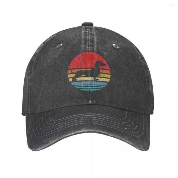 Top kapakları Dachshund Sunset Dog Erkekler Kadın Beyzbol Sosis Komik Noel Sıkıntılı Denim Şapkalar Vintage Açık Yaz Snapback Hat