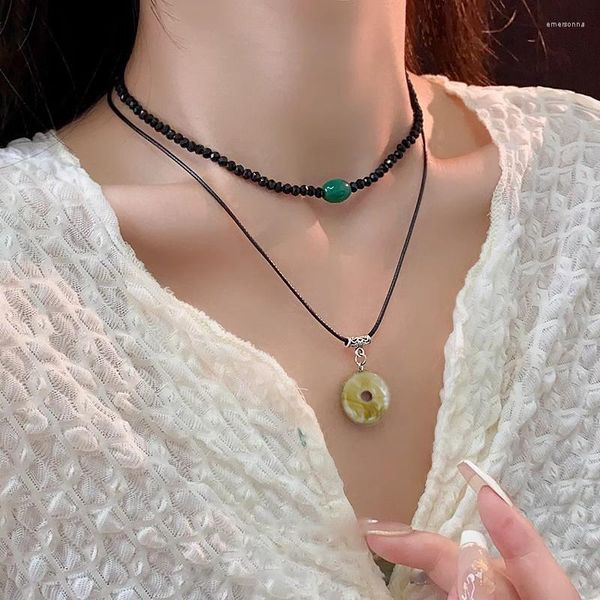 Подвесные ожерелья Gohemian Style Nishe Vintage Natural Stone Corlece Light Luxury Exquisite Double Likered Choker Jewelry