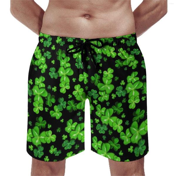 Herren-Shorts, Sommer-Board, St. Patrick's Day, Sport, Patrick Irish Lucky Shamrocks Design, Strand, schnell trocknende Badehose in Übergröße