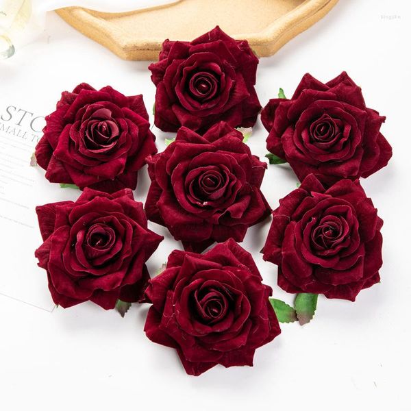 Flores decorativas 5 peças 10cm artificial premium seda rosa acessórios de cabelo de noiva chapéu floral cocar cena festiva decoração de casa