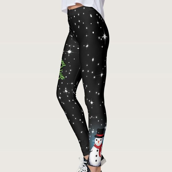 Abbigliamento sportivo Allenamento Jegging Collant sportivi da donna Leggings da yoga Natale pupazzo di neve Fitness Leggins stampati digitali Pantaloni da palestra