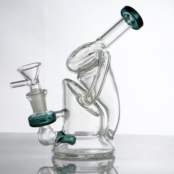 Bongs de vidro Reciclador Dab Rig Grosso Beaker Bong Fumar Hookah 14mm Joint com Tigela Bongo De Vidro Barato Bongos De Água Atacado