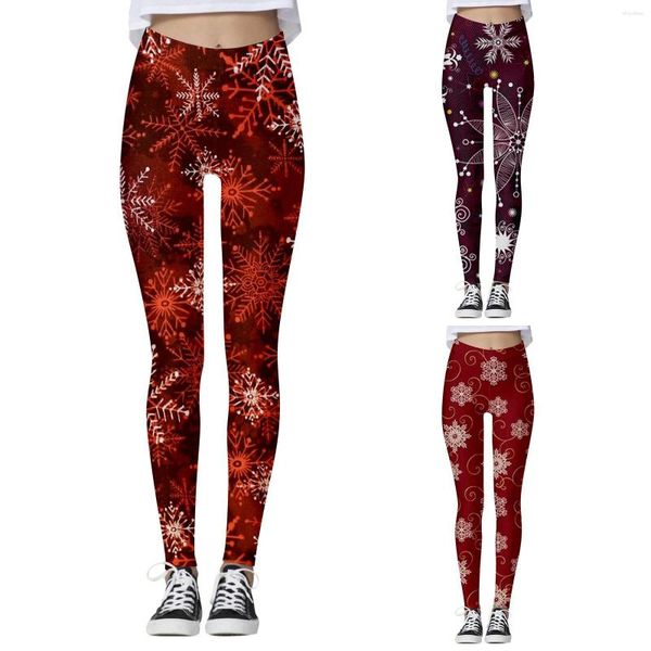 Pantaloni attivi da donna a vita media collant stampati di Natale morbido controllo addominale pantaloncini da notte in cotone donna abito elasticizzato taglia 16