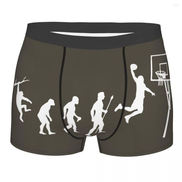 Cuecas homem boxer shorts calcinha para jogar basquete evolução engraçado camiseta meados de cintura roupa interior masculino