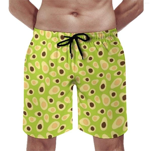 Shorts masculinos verde abacate placa bonito frutas impressão casual praia machos personalizados correndo troncos de secagem rápida ideia de presente