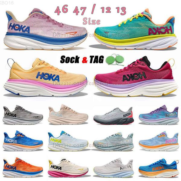 B Hoka Clifton 9 One Run Zapatos para mujer Hokas Bondi 8 Carbon 2 Zapatillas bajas de malla Triple White Black Free People On Cloud Ice Blue Talla grande us 12 13 EUR 46 47 us13 Zapatilla de deporte para hombre