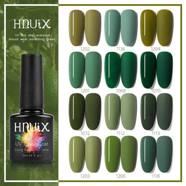 Esmalte 7ml HNUIXTop Coat UV Esmalte Cor Fosca Gel Esmalte Dissolvível Série Verde Pintura de Unhas Semi-Permanente Gel de Manicure 230923