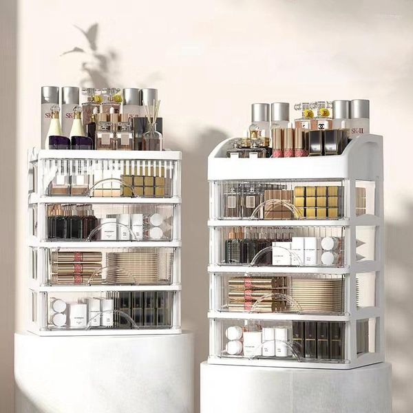 Aufbewahrungsboxen Halter Transparent Organizer Make-up Container Box Lippenstift Pinsel Schicht Kosmetik Schublade Schmuck 4