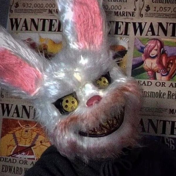 Máscaras de festa Halloween Cosplay Masquerade Bola Máscara Sangrento Coelho Assustador Headgear Emulsão Horror Props 230923