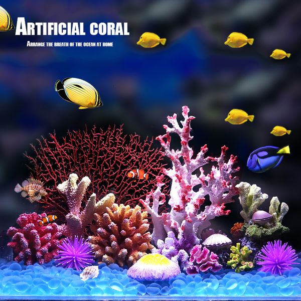 Aquários Aquário Simulação Coral Tree Reef Peixe e Camarão Abrigo Tanque Paisagismo Decorações Home 230923