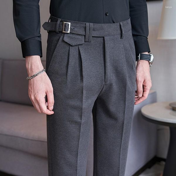 Ternos masculinos 2023 outono inverno terno de lã calças cor sólida cintura alta cavalheiro vestido de negócios casual calças de casamento