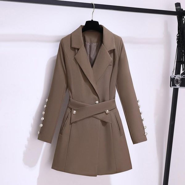 Casacos de Trench das Mulheres SuperAen 2023 Alta Qualidade Terno Vestido Cor Sólida Estilo Coreano Escritório Senhora Design Blazer para Mulheres