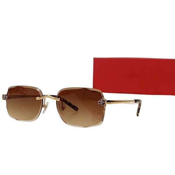 outdoor sunglasses Retro Frameless design CT0028O beach polarize glass metal frame fashion classic with Glasses case_voghion.com