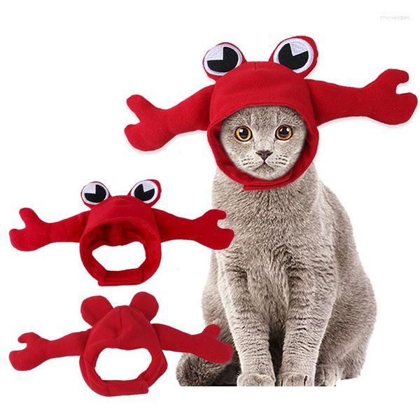 Cão vestuário bonito macio animal de estimação chapéu boné gato engraçado lagosta forma headwear festa de natal cosplay acessórios po adereços