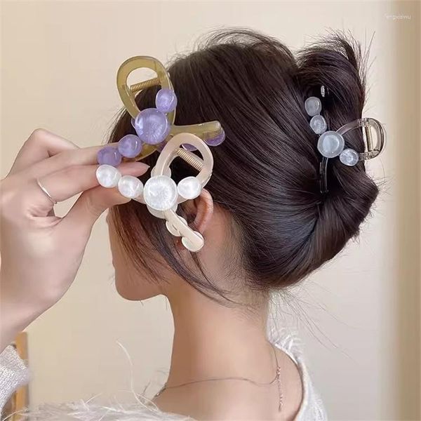 Acessórios de cabelo Aishg Bubble Bead Grab Clips Retro Jelly Colorido Pérola Garra Não Deslizamento Forte Acrílico Barrette Meninas