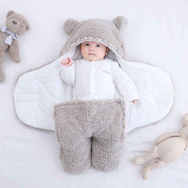 Coperte Fasce Cute Born Baby Boys Girls Coperte Peluche Swaddle Avvolgere Sacco a pelo in soffice pile ultra morbido Biancheria da letto morbida in cotone Roba per bambini 230923