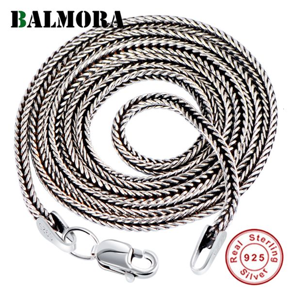Ожерелья с подвесками BALMORA, настоящее серебро 925 пробы, цепочки из лисохвоста, колье, длинные ожерелья для женщин и мужчин, шикарная цепочка, ювелирный аксессуар, 16-32 дюйма, 230923