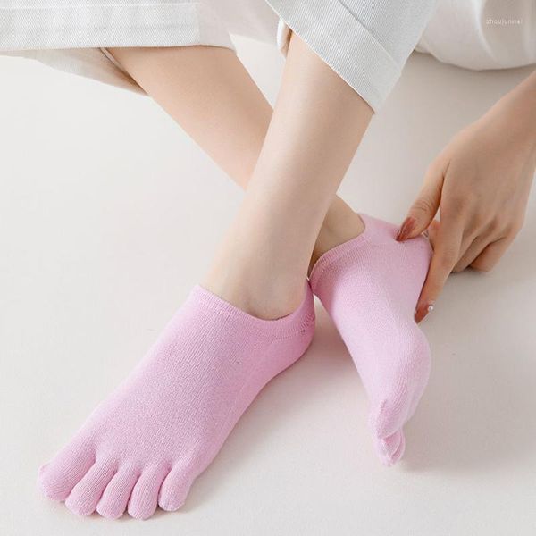 Женские носки, 5 пар, невидимые на палец, летние женские хлопковые тонкие однотонные мягкие дышащие дезодоранты с неглубоким носком, незаметный носок до щиколотки
