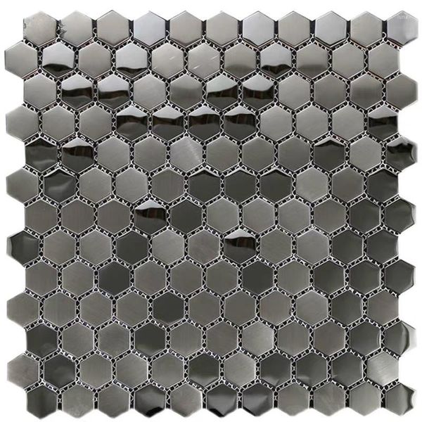 Azulejo de mosaico de aço inoxidável sextavado preto dos papéis de parede para o Backsplash da cozinha