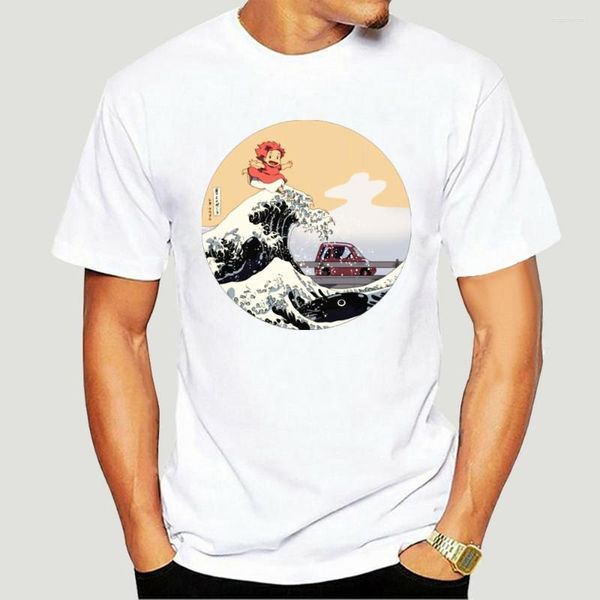 T-shirt da uomo T-shirt Midnite Star Seascape Design Ponyo On Cliff Animated Cotton Cartoon 5833A