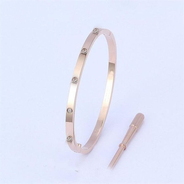 Braccialetti in acciaio al titanio sottile da 4 mm Braccialetti Moda Donna Uomo 10 Braccialetti in pietra Gioielli a distanza con sacchetto regalo Taglia 16-19 cm245E