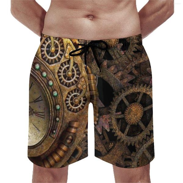 Shorts masculinos Board Steampunk Cute Hawaii Beach Trunks Estilos vitorianos e eduardianos Homens Rápido Seco Esportes Fitness Oversize