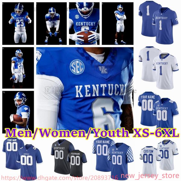 Футбольная майка NCAA Kentucky Wildcats 2023 Custom XS-6XL 13 Девин Лири 12 Кайя Шерон 1 Рэй Дэвис 9 Тайвион Робинсон 4 ДжуТан Макклейн 26 Рамон Джефферсон Барион Браун