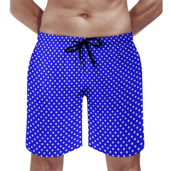 Shorts masculinos ginásio retro bolinhas engraçado troncos de natação azul e branco masculino secagem rápida surf alta qualidade plus size board calças curtas